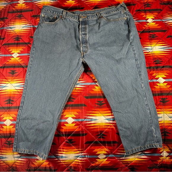 Vintage Levis 501 Jeans Mens 44x34 Blue Dark Wash Straight Leg Button Fly Y2K - Picture 1 of 12